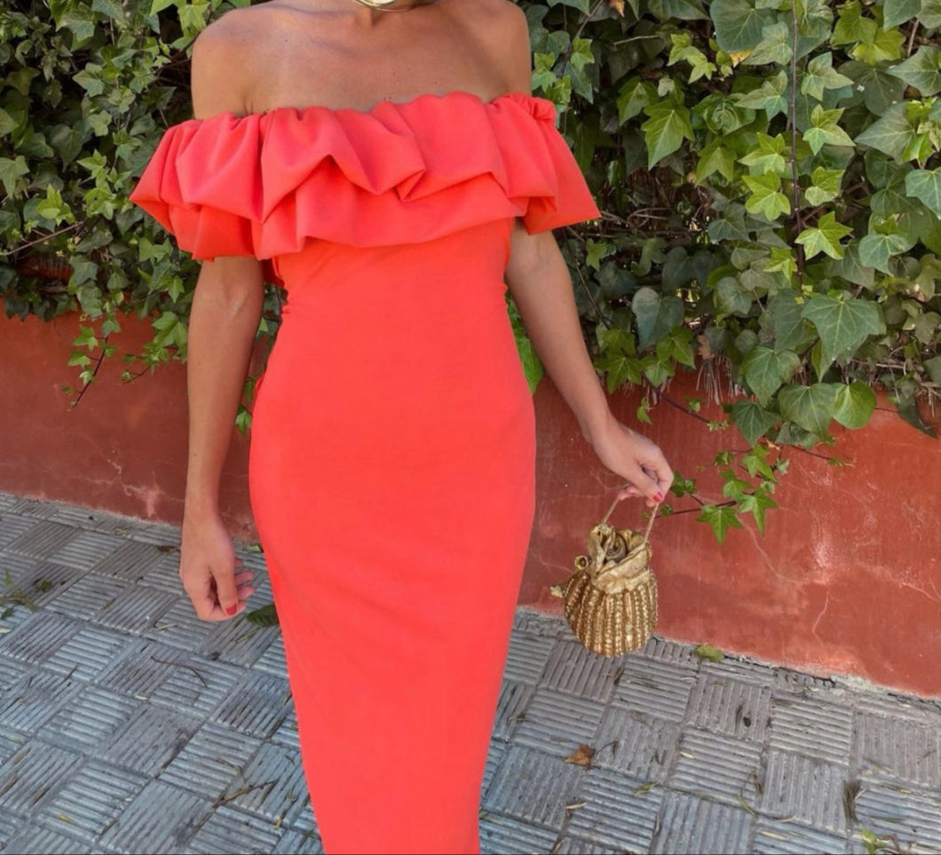 MAYLORA™ | Schulterfreies Rüschendetail Bodycon-Kleid